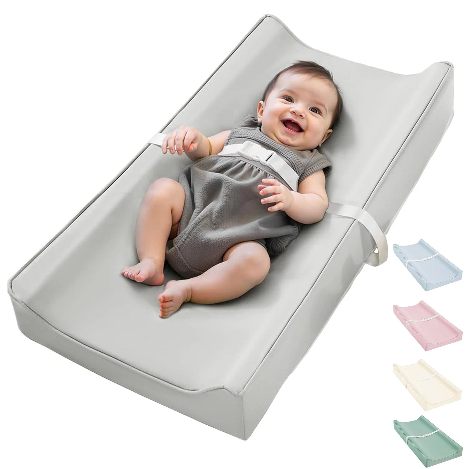 Vegan Leather Waterproof Baby Changing Pad - Wipeable, Extra Thick & Portable...