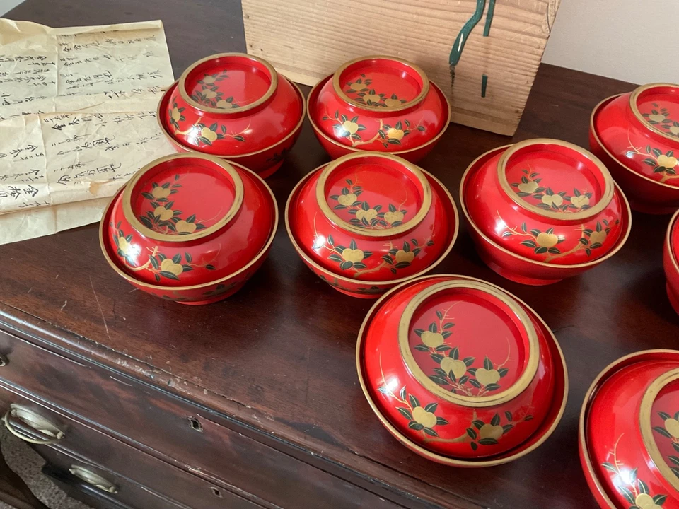 tigelas de arroz lacadas antigas - Imagem 3 de 3