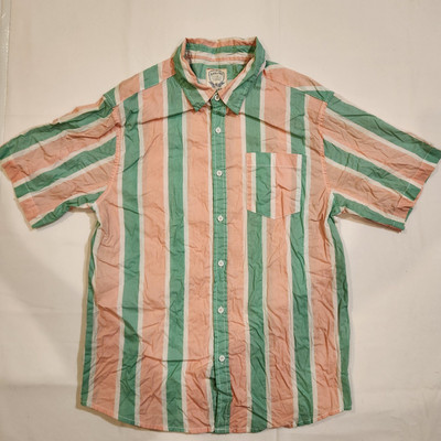Black Jack Shirt Button Down Mens Multicolor Wide Striped Short Sleeve Size XL