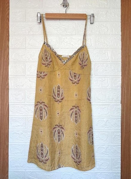 Women Massimo Dutti Dress Mustard Cotton 36