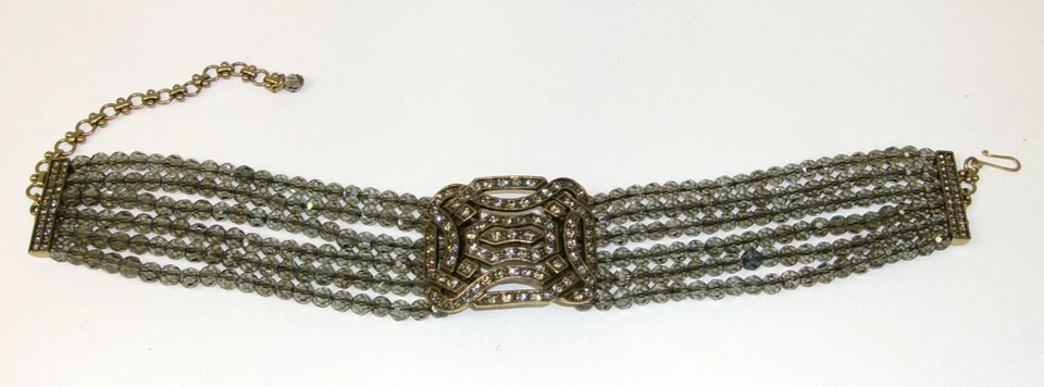 Heidi Daus Smoky Gray Bead Multi-Strand Crystal Choker Necklace - Image 2 of 4