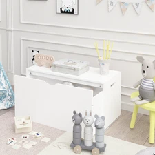 Kids Toy Storage Organizer: Rolling Drawer, Wooden, Large Pull-Out Bin, Wheels