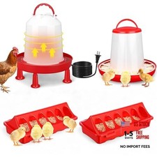 4 Pack 6l Heated Chicken Feeder and Waterer Kit Poultry Waterer Fountain with