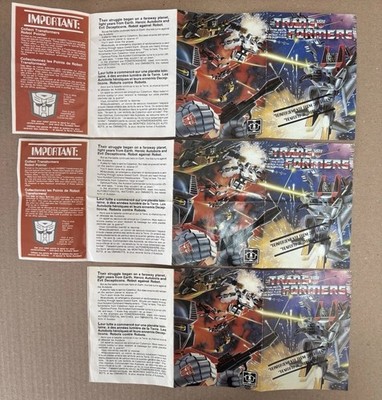 Lot Of 3 - Transformers 1984 Reinforcements from Cybertron Brochure - Canadian