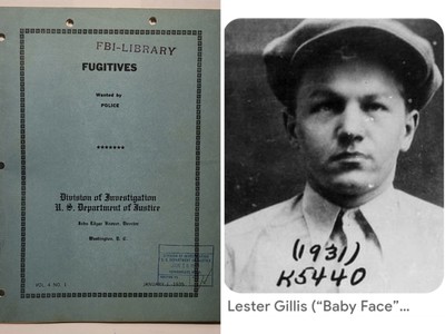 1935 Division of Investigation/ FBI Fugitive Booklet, Baby Face Nelson