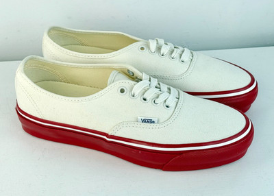 Men's 9, Women's 10.5 - VANS Premium Authentic Duck White Red Shoes