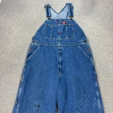 Dickies Dungarees Adult 34x32 Blue Bib Overalls Denim Workwear Carpenter Mens