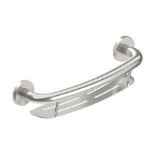 HEALTHCRAFT Plus Shampoo Shelf Grab Bar 16" - Brushed Stainless, 500 Lbs