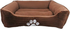 HCT REC-005 Reversible Rectangle Pet Bed with Dog Paw Printing, Coffee, by , 25