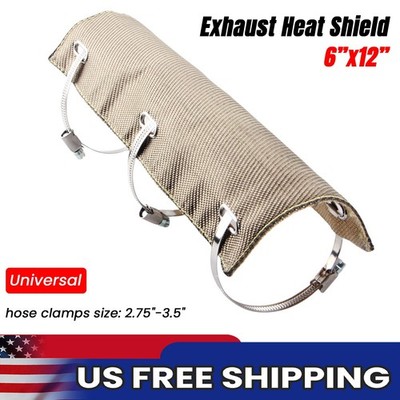 6''x12'' Universal Motorcycle Exhaust Heat Shield Pipe Blanket Fits 2.75-3.5'' pipe