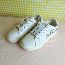 Sonoma Girls White Low Top Sneakers Floral Lace & Flower Accents Size 4
