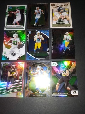 2020 JUSTIN HERBERT ROOKIE LOT,ABSOLUTE GREEN,XR, ILLUSIONS, LIMITED,OPTIC,SELEC