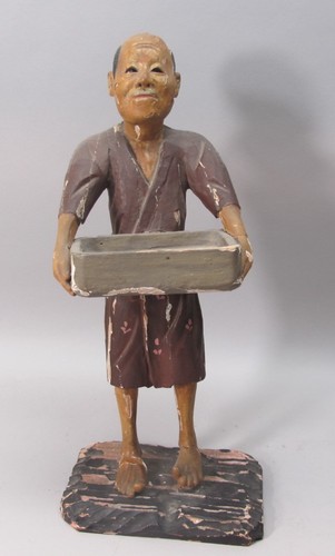 Rare Antique Pair of 18th C. CHINESE EXPORT Carved Wood Figures,  circa 1750 - Picture 7 of 12