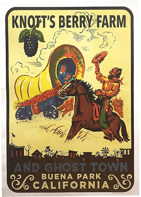 Knotts Berry Farm Vintage-y Poster EARLY NOSTALGIC ART rolled sealed  35''x22''