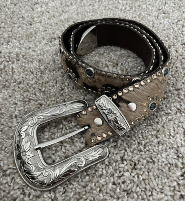 Kippy's B.B. Simon Swarovski Crystal Blue & White, Belt Cow Hide