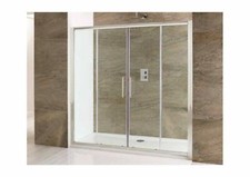 Volente Luxurious 1800mm Double Sliding Shower Door, Polished Silver, 6mm Glass
