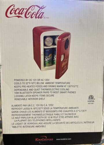 Coca-Cola 6-Can Mini Fridge Cooler/Warmer with Bluetooth Speaker NIB - Picture 9 of 9