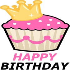 30 Custom Happy Birthday Pink Crown Cupcake Personalized Address Labels