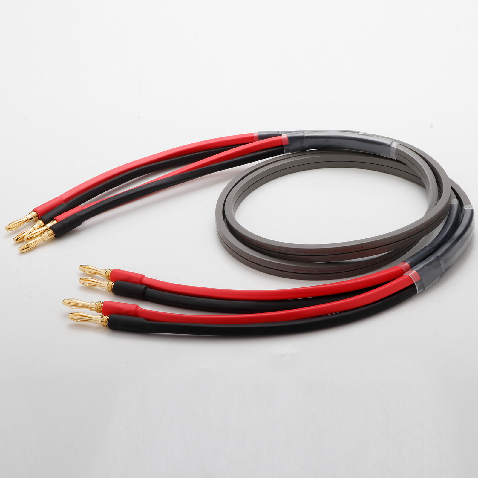 HiFi Speaker Cable 4N OFC Pure Copper Single Wire with Gold Plated Banana Plugs