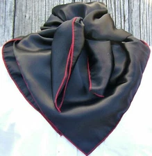 Wild Rag Scarf Western Cowboy Buckaroo Scarves Bandana Silky Black w/ red, turq