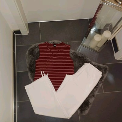 Neu Set M 38 40 Shirt One Touch Esprit Cargohose weiß gestreift TopZustand