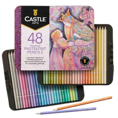 CASTLE ARTS Castle Art Supplies 48 Pastell Buntstifte Set | Hochwertige Farbminen