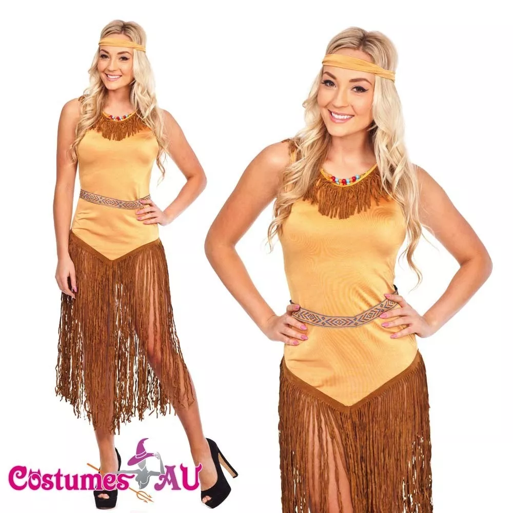 Ladies Pocahontas Native American Indian Wild West Fancy Dress