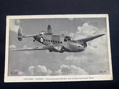 Lockheed Hudson Bomber Vintage Postkarte von Valentine s unbesendet