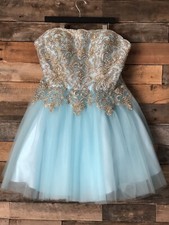 Jovani Blue Jeweled Dress Size 16
