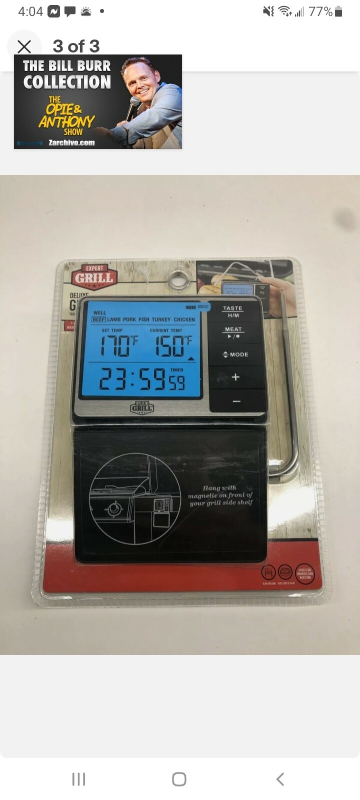 Expert Grill Deluxe Digital BBQ Grilling Meat Thermometer eBay