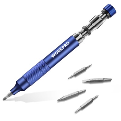 WORKPRO 24-in-1 Precision Screwdriver Blue Multi-Bit Screwdriver w/ 12pcs bits
