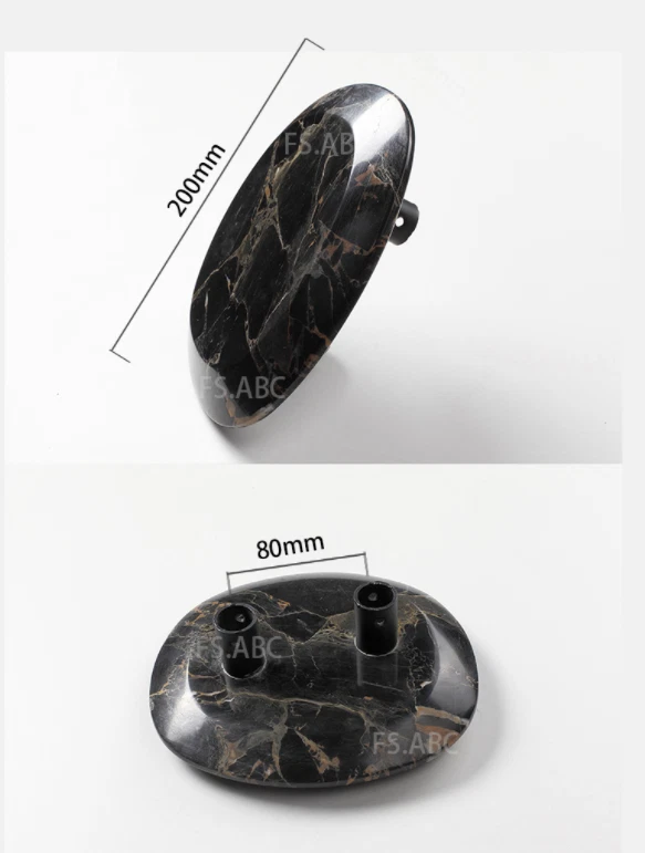 2 Pomos de puerta decorativos vintage de mármol negro Portoro natural Foto 3 de 3