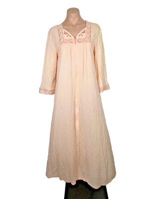 VINTAGE GOSSARD ARTEMIS PINK SIZE MEDIUM NIGHTGOWN Rove Floral Lace Zip Front