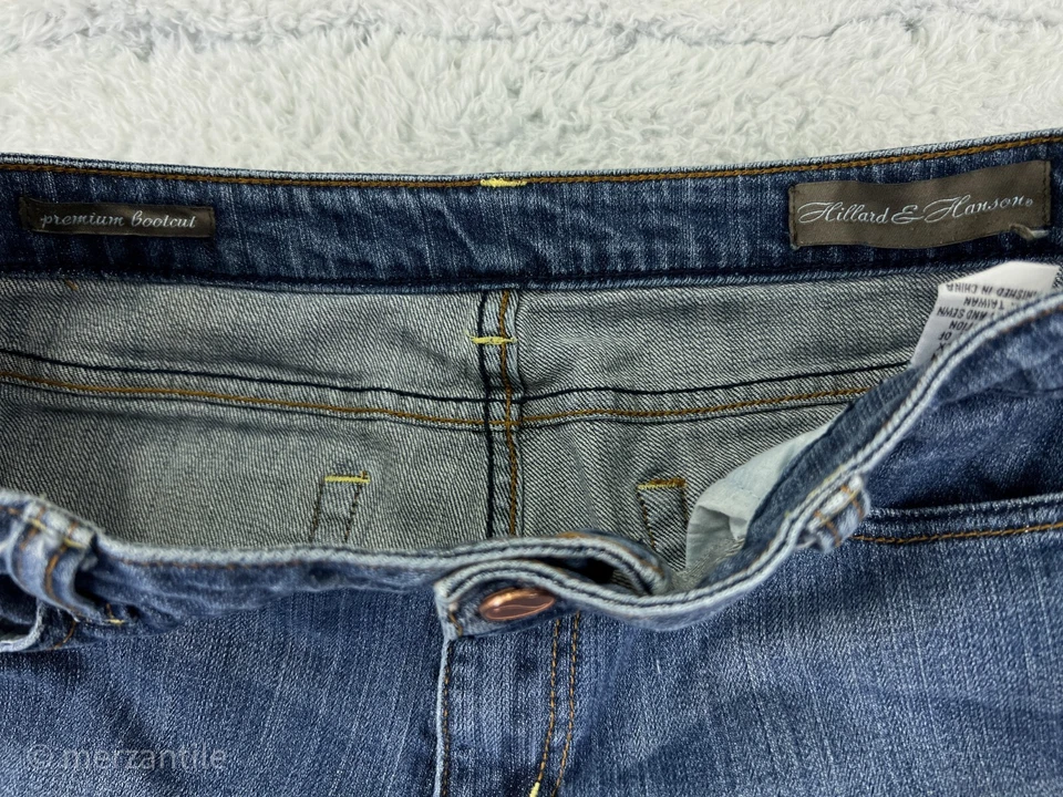 Pantalones de mezclilla Hillard And Hanson para mujer 12 azules mezcla de algodón corte bota premium Foto 4 de 4