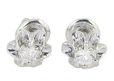 Solitaire Flower Stud Earring I2 I 1.01Ct Round Diamond Prong Set 14K Solid Gold