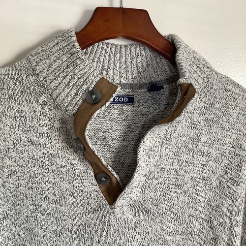 IZOD Sweater Mens XLT Knitted Button Up V-Neck Grandpa Beige - Picture 2 of 13