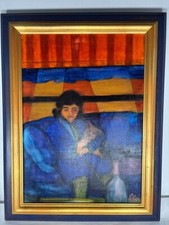 Quadro ad olio su tela ""French Childhood"" 1980