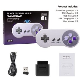 2.4 G Wireless SNES Controller Compatible with Original SNES Super NES, Win IOS