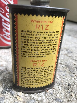 VINTAGE RARE Dry LUBRICANT Riz LEAD TOP OILER CAN