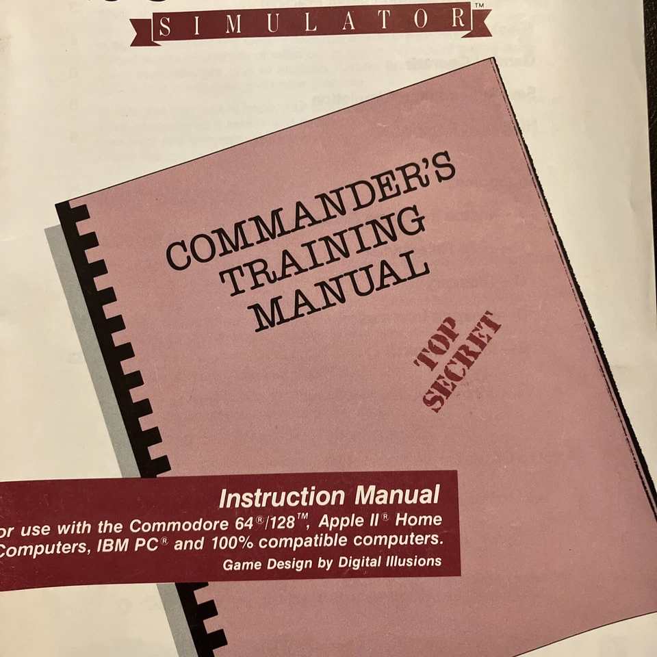 Sub Battle Simulator Commodore 64 Epyx Vintage 1987  Instructions Manual - Image 2 of 3