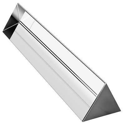 8 Inch Optical Glass Triangular Prism for Teaching Light Spectrum Physics and Ph