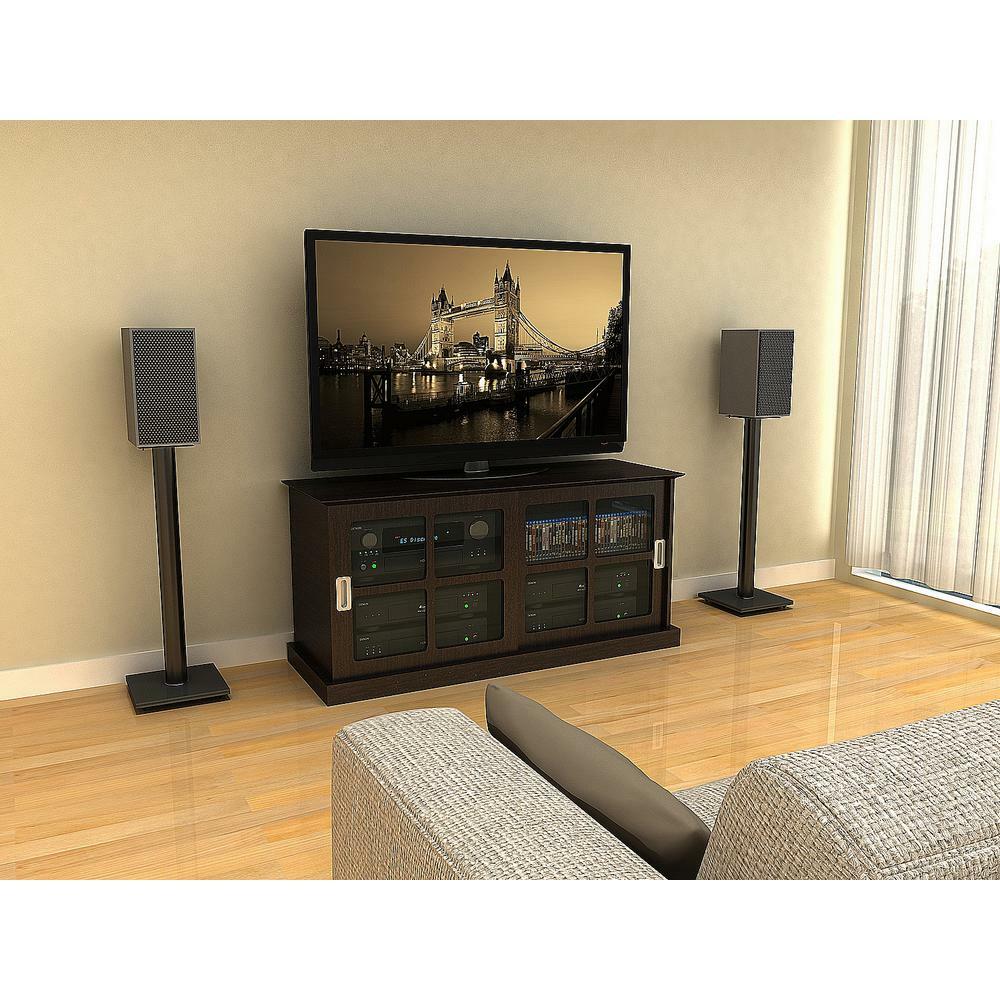 Atlantic Bookshelf Speaker 2-Stands Black Integrated Wire Management System