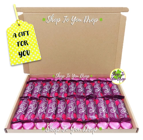42 ITEM RASPBERRY RUFFLES BARS & HEARTS PERSONALISED GIFT HAMPER Present Coconut - Picture 1 of 8