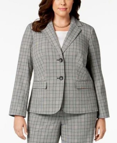 Black Plaid Pocketed Jacket SZ 24W | eBay
