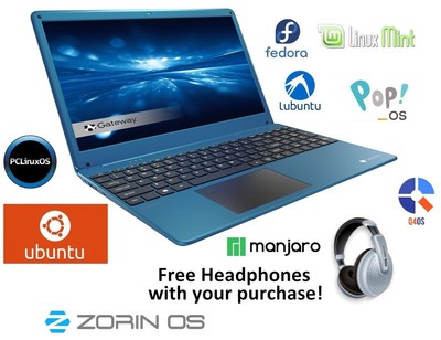 Gateway Blue 15.6'' Intel i3 3GHz 8GB 256GB SSD, Ubuntu/Linux+2nd OS* Office*