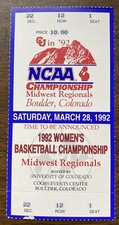 RARE 1992 NCAA Championship Womens Basketball Tourn Midwest Regionals Ticket