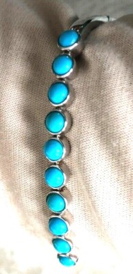 JANE TAYLOR ETHIOPIAN OPAL OR TURQUOISE SS HINGED BANGLE (M2068-22)