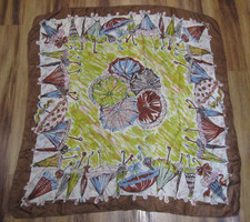 Vintage Umbrella Raindrops Silk Scarf 33" x 33"