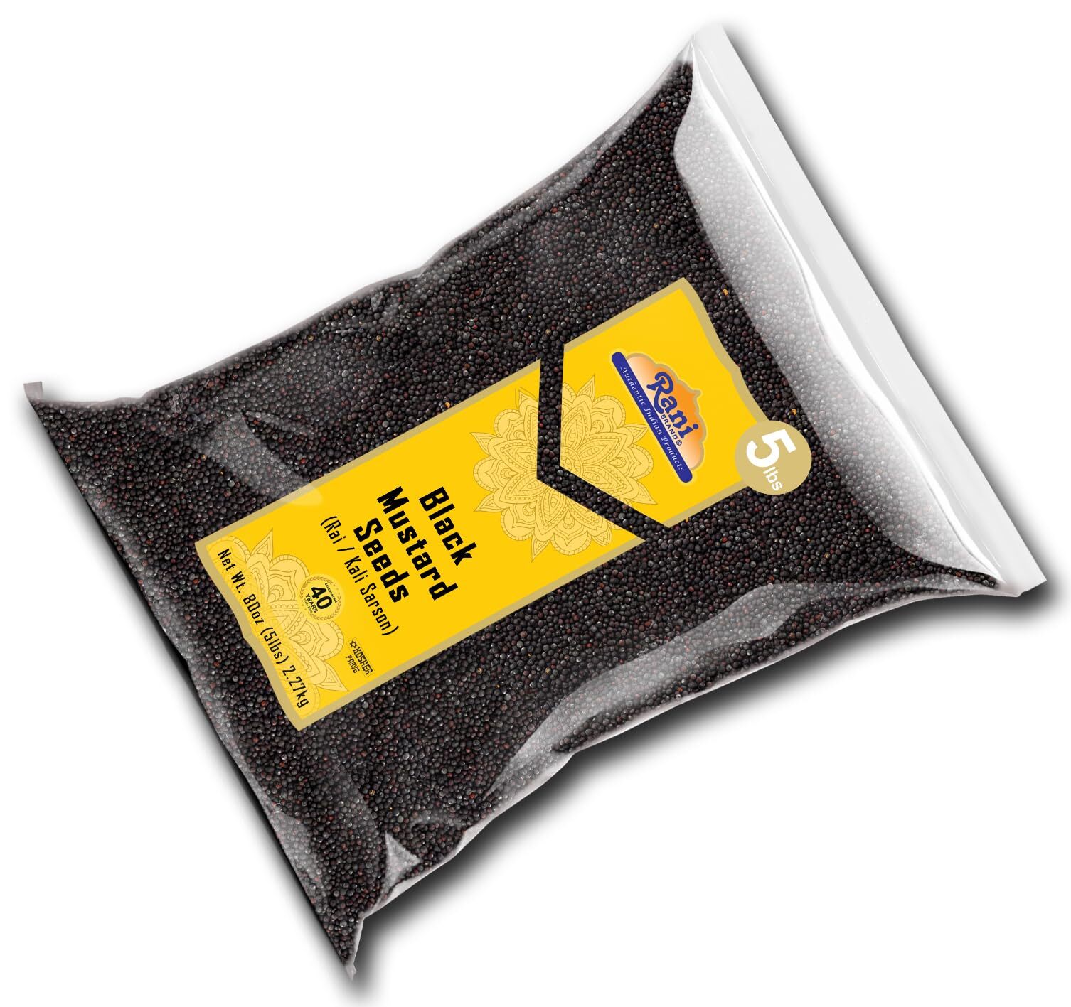 Rani Black Mustard Seeds Whole Spice (Kali Rai) 80oz (5lbs) 2.27kg Bulk