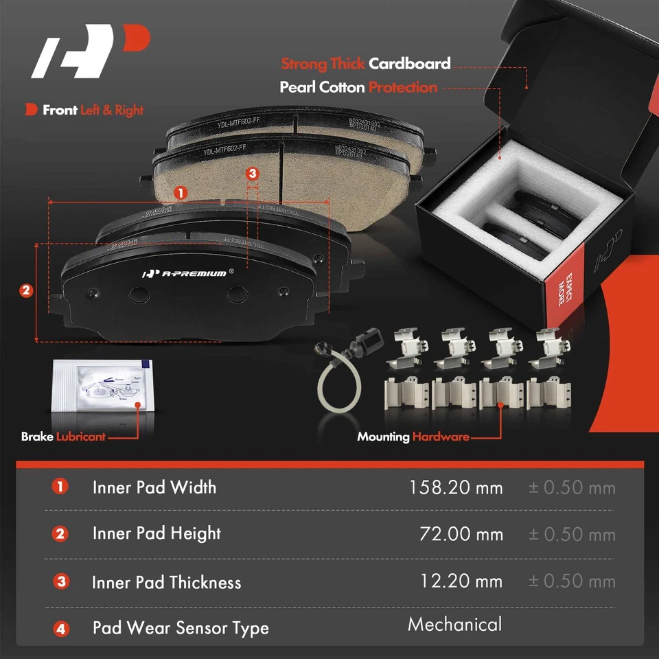 12x Rotores de disco y pastillas de freno delanteras y traseras para Volkswagen Atlas Cross Sport Foto 4 de 4